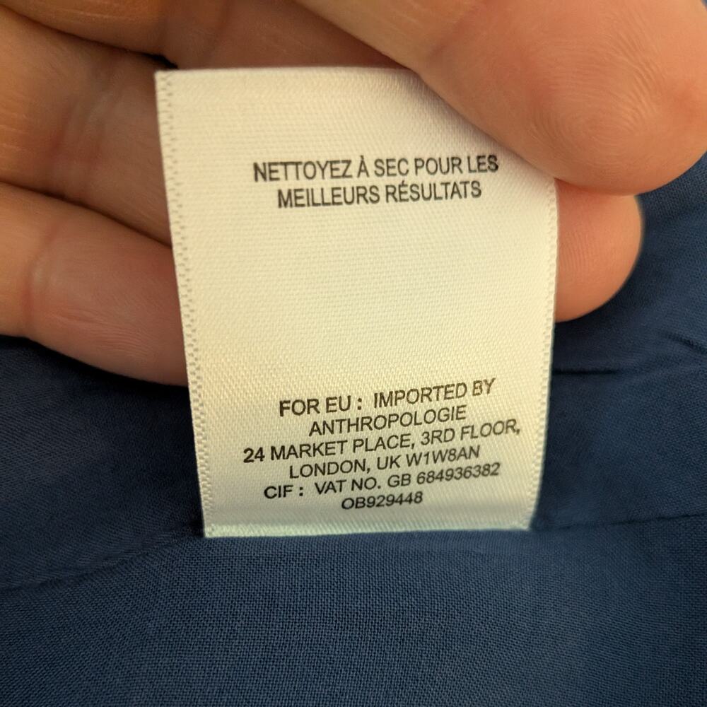 Anthropologie Camellia Dress 8 Blue Cream Floral Retro Button Church Summer - Picture 14 of 15